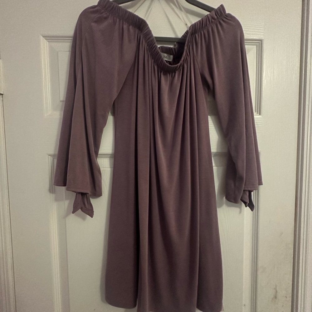 Active USA Purple Off-Shoulder Bell Sleeve Dress